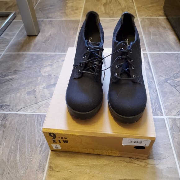 Black Platform Chunky heel booty-6 - Picture 1 of 6